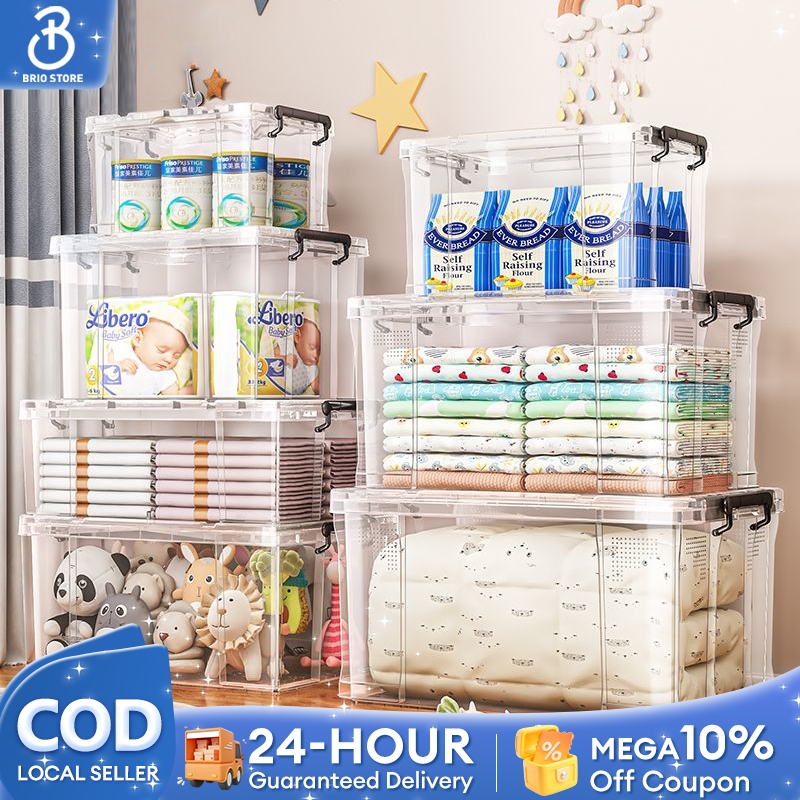 BRIO Transparent Storage Box Home Stackable Organizer Container Bin ...