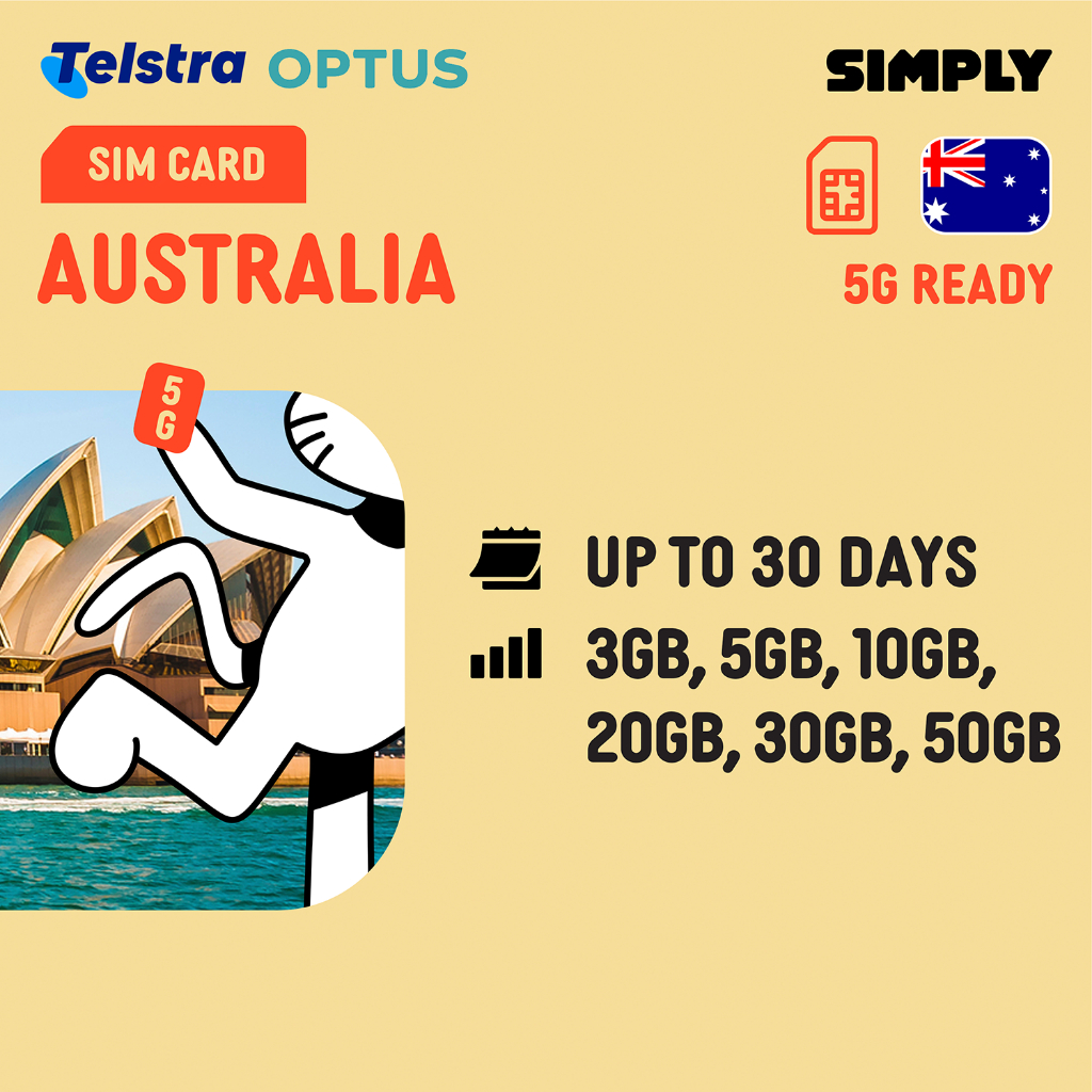 SIMPLY Australia | 3 - 30 Days | 3GB - 50GB 5G/4G | Plus Unlimited Data ...