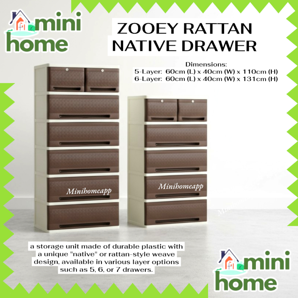 5 LAYER AND 6 LAYER ZOOEY NATIVE RATTAN DRAWER CLOTHES CABINET #2002 ...