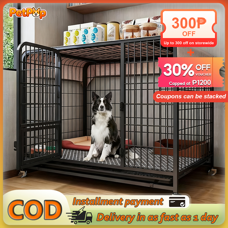 【Ready Stock】Large Dog Cage Square Cage For Dog Mobile Dog Cage With 4 ...