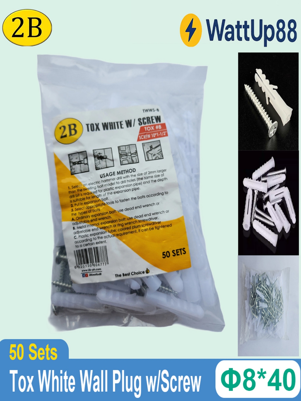 2B Expanded nails Tox Screw #05 #06 #08 #10 #12 50pcs | Shopee Philippines