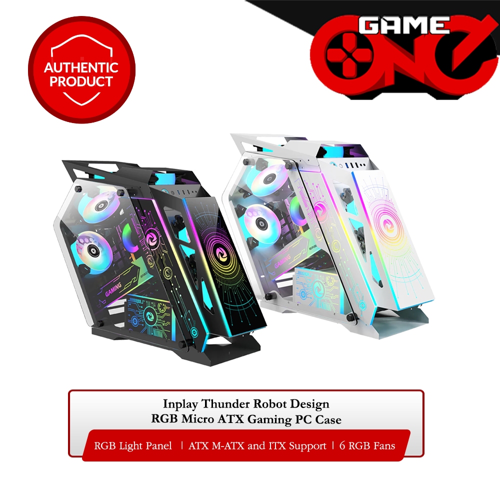 Inplay Thunder Robot Design RGB Light Panel Micro ATX Gaming PC Case ...