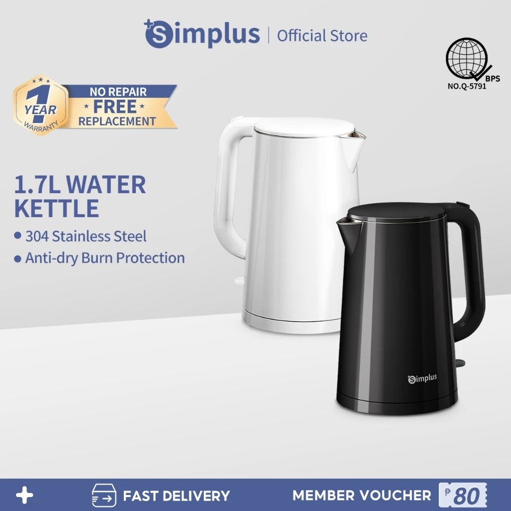 Simplus Electric Water Kettle 1.7L (304 Stainless Steel) | Shopee ...