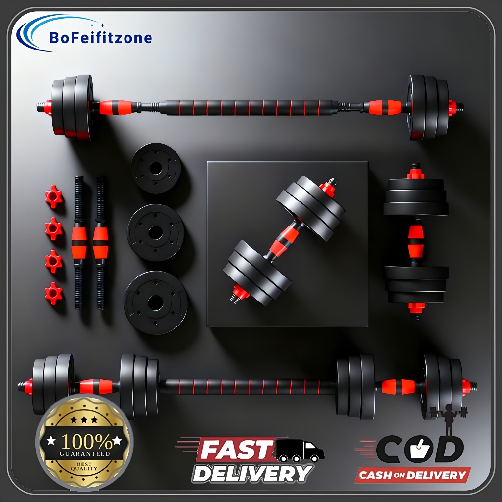 【Free Gloves】Dumbbells Set Pair Detachable 10~50Kg Dumbbell PVC Gym ...