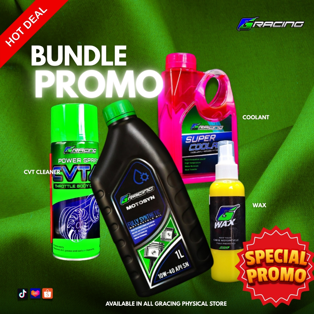 GRACING SUPER BUNDLE (G RACING OIL,COOLANT,CVT CLEANER,WAX) | Shopee ...