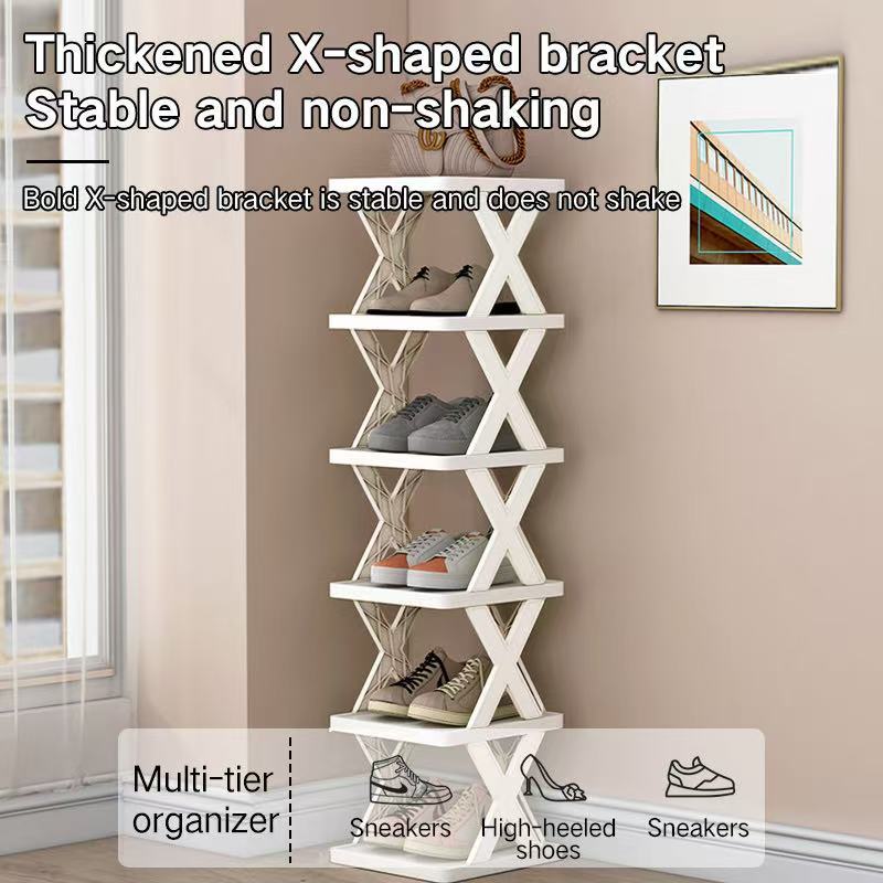 Six-tier shoe rack, X-shaped shoe rack, storage rack, household folding ...