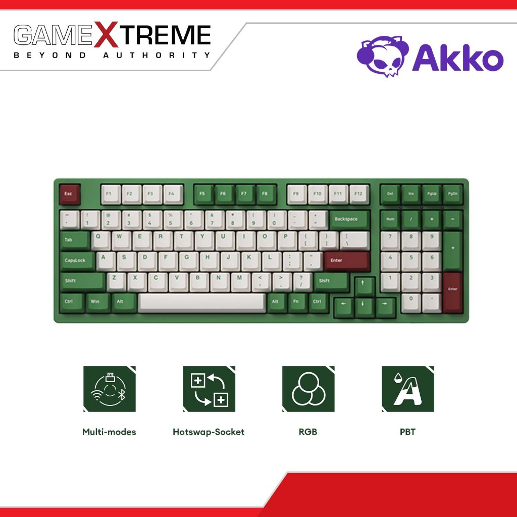Akko Matcha Red Bean 3098B Plus Multi-Mode Hot-Swappable Mechanical ...