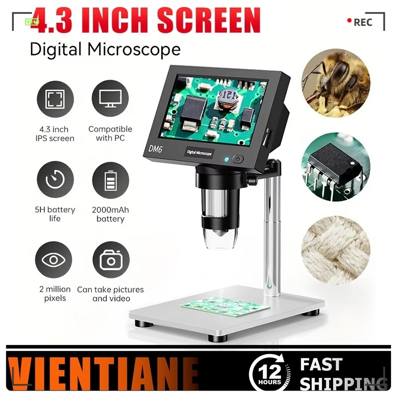 4.3-5.5 inch LCD Digital Microscope 1000X Video Microscope For Adult ...
