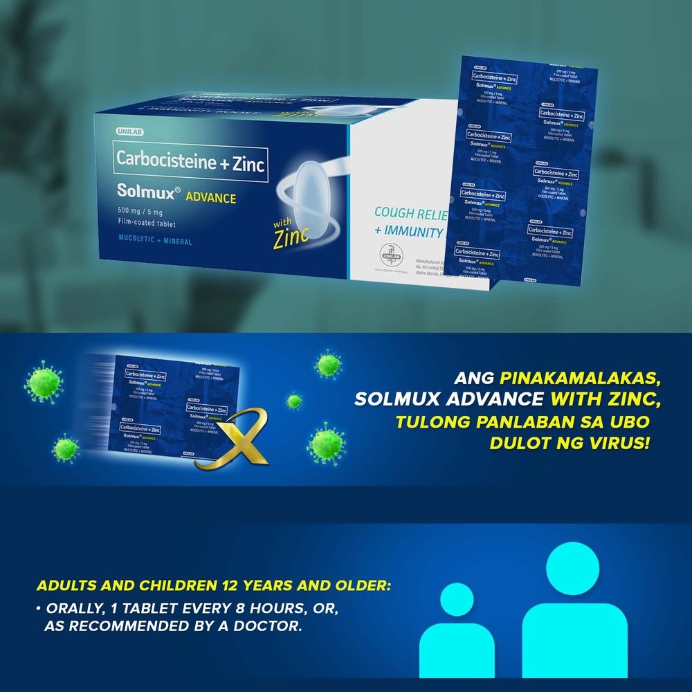 Unilab Solmux Advance 12 Tablets - Cough with Phlegm Medicine ...