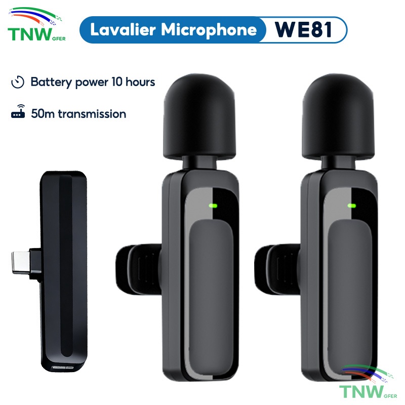 TNW𝗚𝗙𝗘𝗥 Dual Wireless Lavalier Microphone Noise Reduction Mini Mic For ...