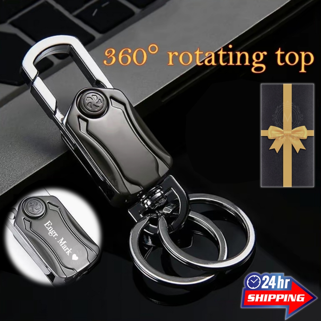 Custom Lettered Keychain 4 in 1 Heavy Duty Keychain Rotating Keyring ...