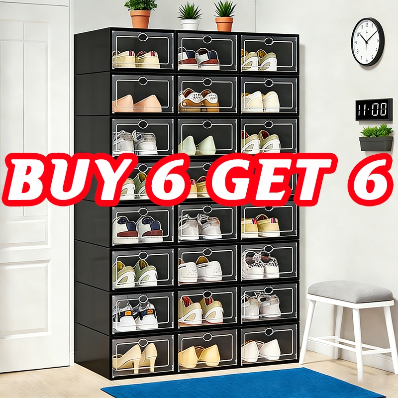 12PCS Large Size Transparent Shoe Box Shoe Rack Organizer Hard Plastic ...