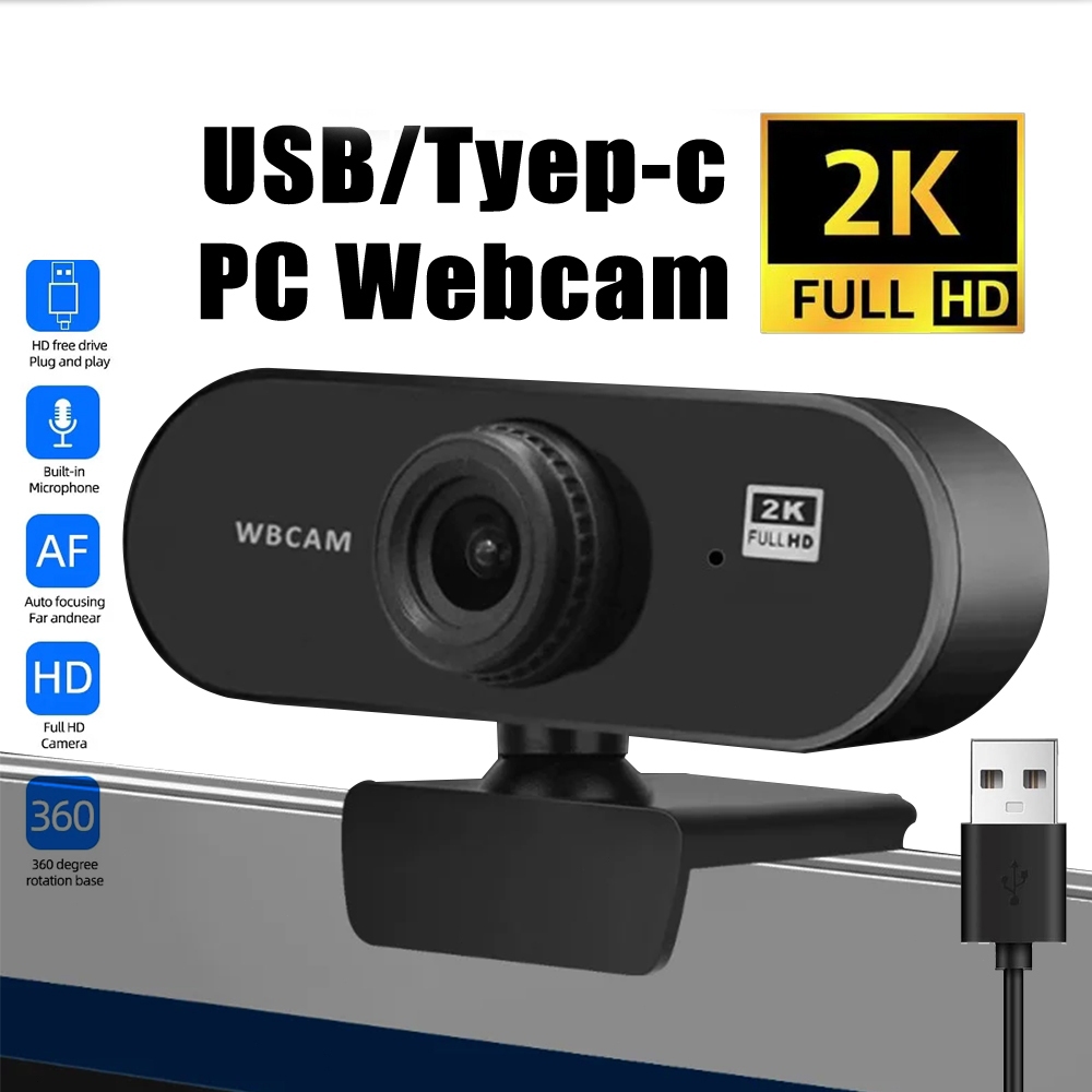 Webcam 2K/ 1080P Full HD Video Call For PC Laptop With Microphone Home ...
