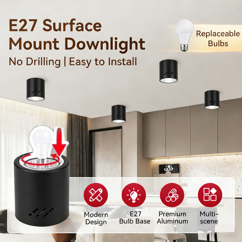 LED Downlight Surface Mounted Pin Light Ceiling Lights Replaceable E27 ...
