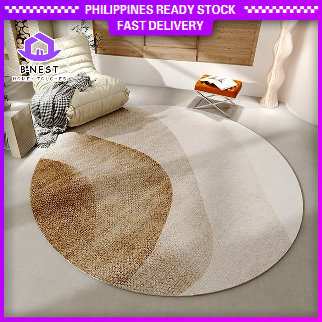 B-NEST S / M / L/ XL Crystal Velvet Round Carpet 3D Circle Floor Mat ...