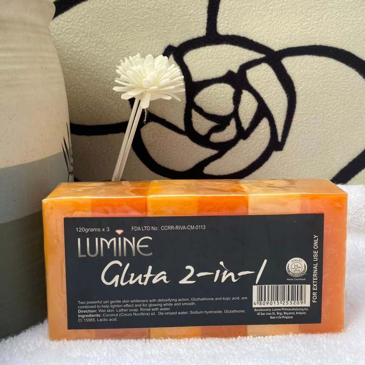 lumine glutathione soap review TABLET IS A GREAT CHOICE ESPECIALLY WHEN COMBINED WITH THE LOTION AND OTHER LUMINE PRODUCTS., GOOD OPTION FOR:, BRIGHTENING , ANTI AGING , ANTI MARKS, NOT HARSH ON SKIN , COMES IN 3pcs set. Lumine Carrot face