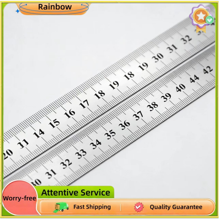 High Quality 30/60cm Stainless Steel Ruler Double-sided Scale School ...