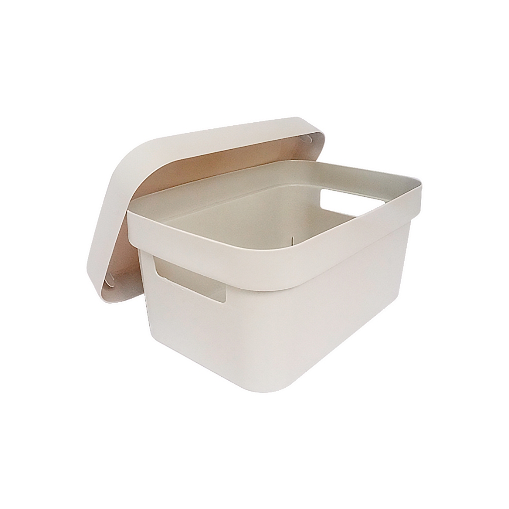NEST DESIGN LAB Beige Storage Box Organizer with Lid | PP Plastic Space ...
