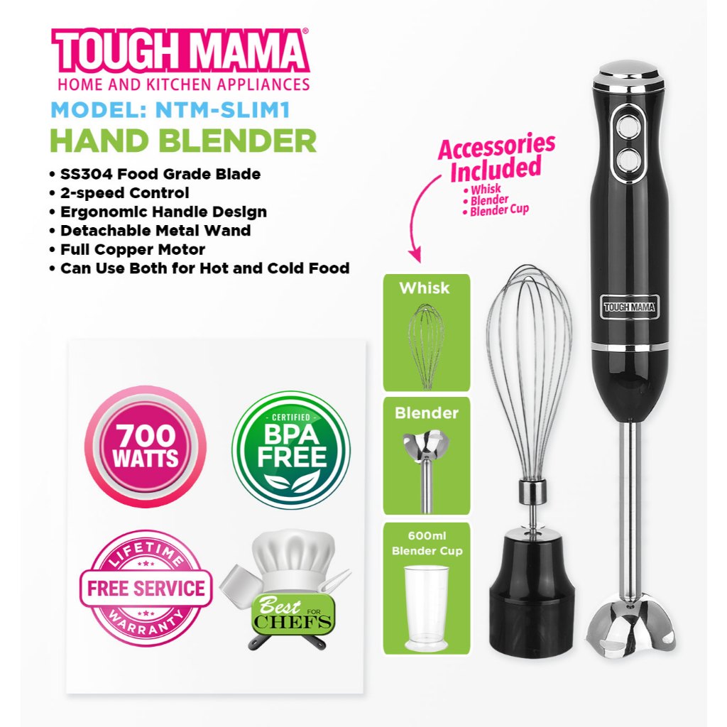 Product image Tough Mama NTM-SLIM1 Hand Blender 700W 2-Speed Stainless Steel with Whisk Cup BPA Free 2