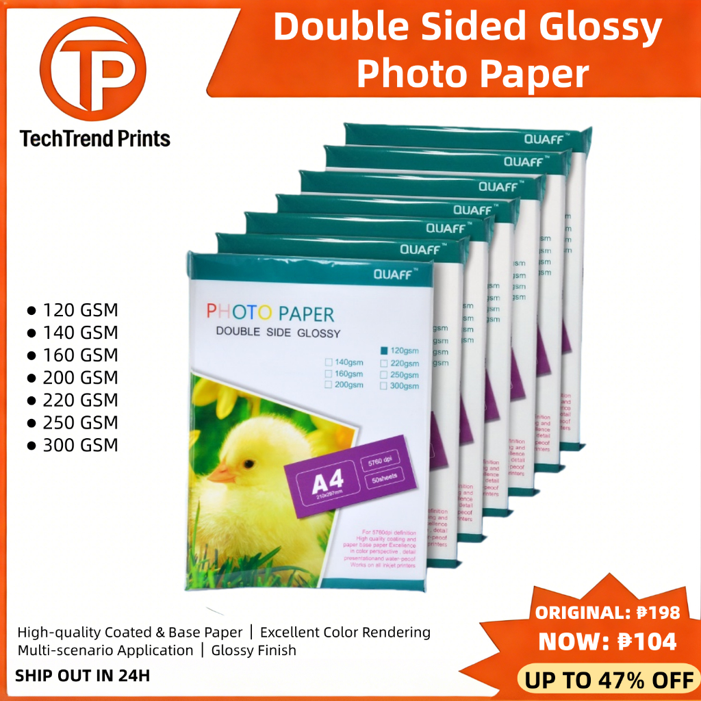 Quaff A4 Double Sided Glossy Photo Paper 120-300gsm 50 Sheets Inkjet ...