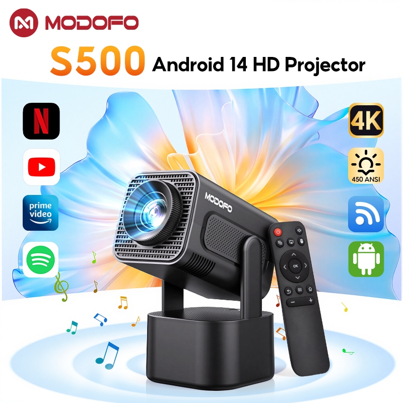 2026 MODOFO S500 Mini 4K Projector with Bluetooth Speaker | 2in1 Home ...