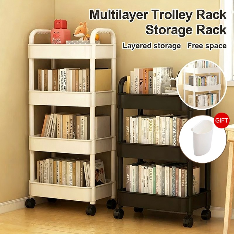 Trolley Cart Organizer 2/3/4/5 Tier Storage Organizer Moving Rack ...