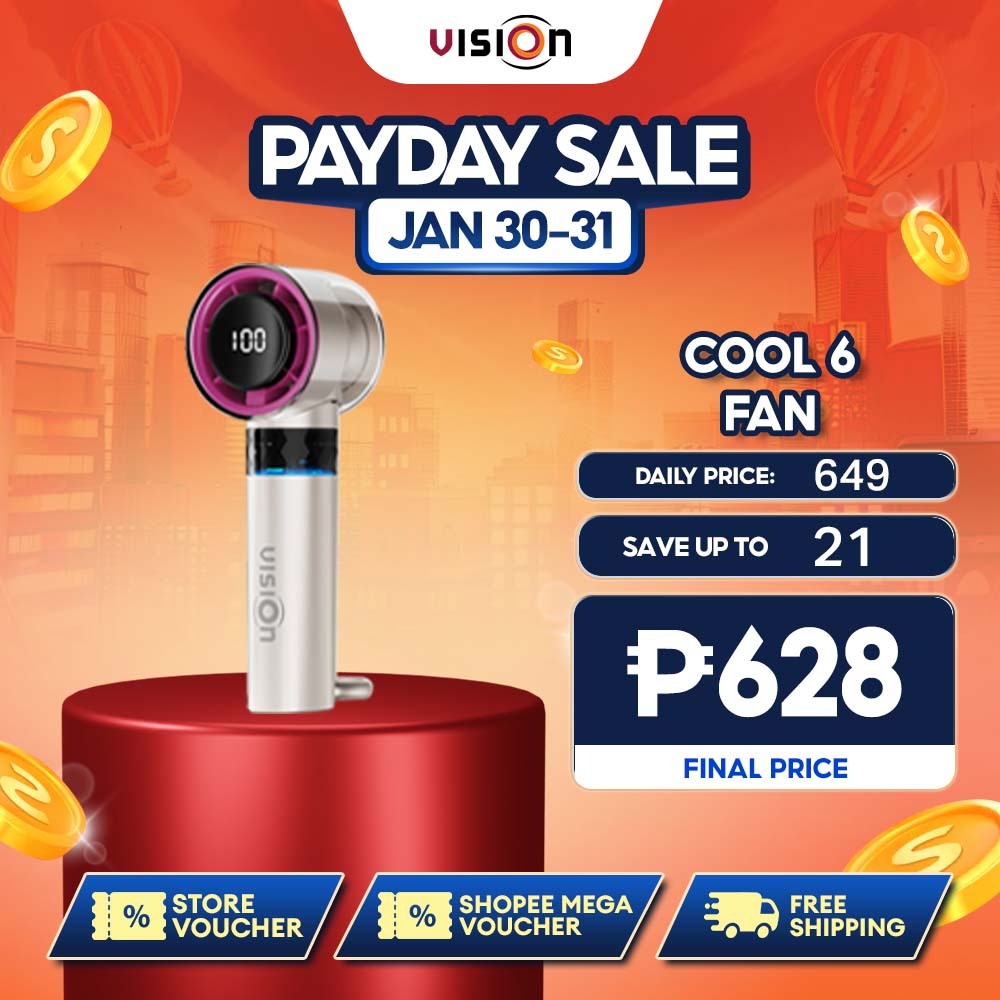 VISION COOL6 100-Speed Turbo Fan Rechargeable USB Digital Bladeless ...