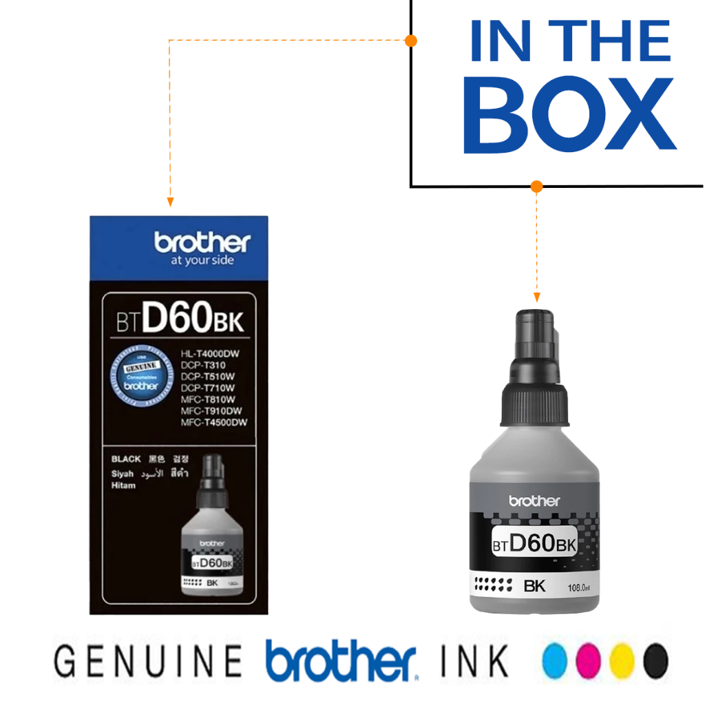 Brother BTD60BK Ink Original BT5000 Ink Black DCP-T220 T420W T520W ...
