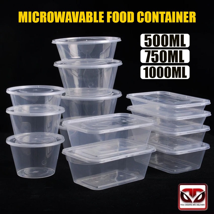 10pcs/Pack Microwavable Food Container (Rectangle & Round) | Shopee ...