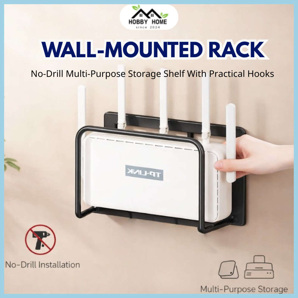 Multi-Function Wall Mount Router Shelf Modem Storage with Cable ...