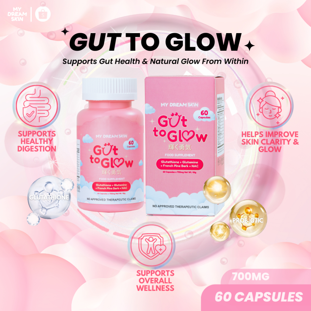 Gut to Glow | Glutathione + Probiotics + Prebiotics | Supports Gut Health &  Natural Skin Glow | | Shopee Philippines