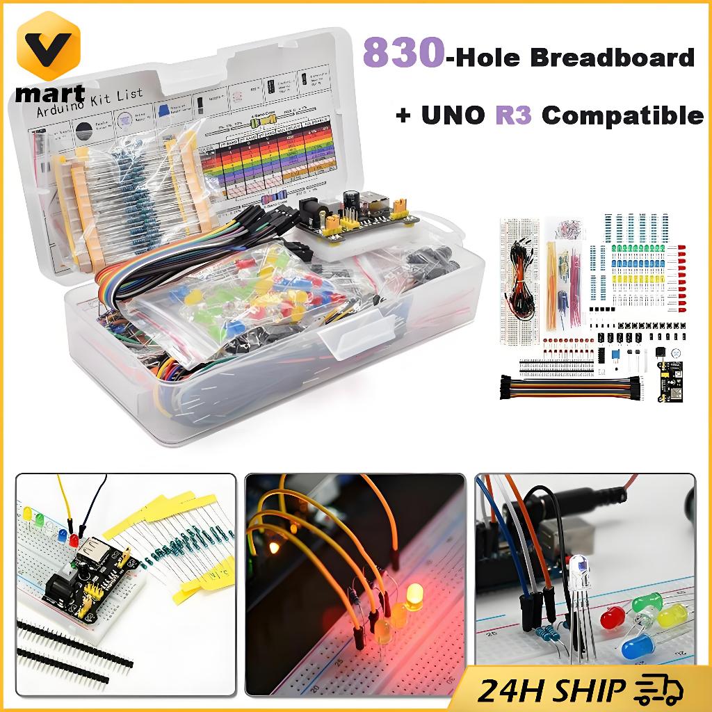 Arduino UNO R3 Starter Kit 830 Holes Breadboard Complete Electronics ...