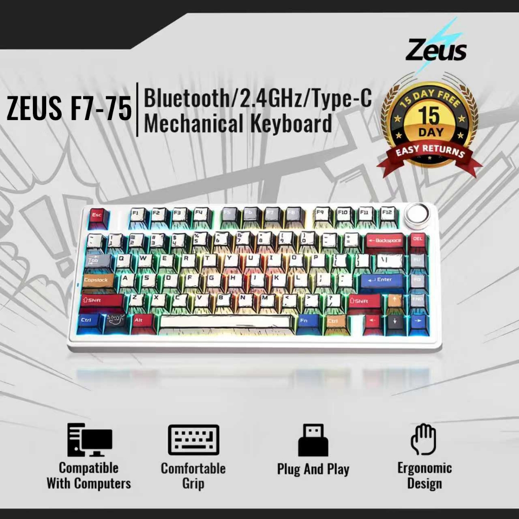 Zeus F75 Mechanical Keyboard Tri-Mode Bluetooth/2.4GHz/Type-CRGB ...