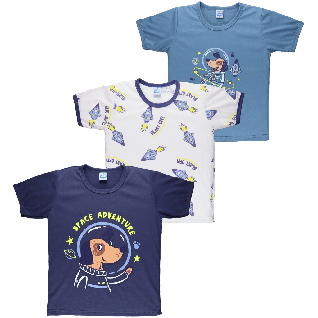Teeter Totter 3-piece Boy 2 to 5 year olds Cotton T-shirt (Space Pup ...