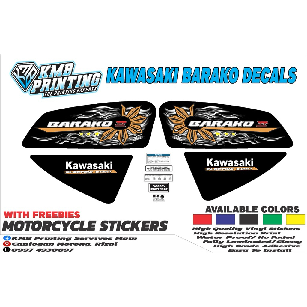 Kawasaki Barako II Smoke Design Stock Sticker Decals | Shopee Philippines
