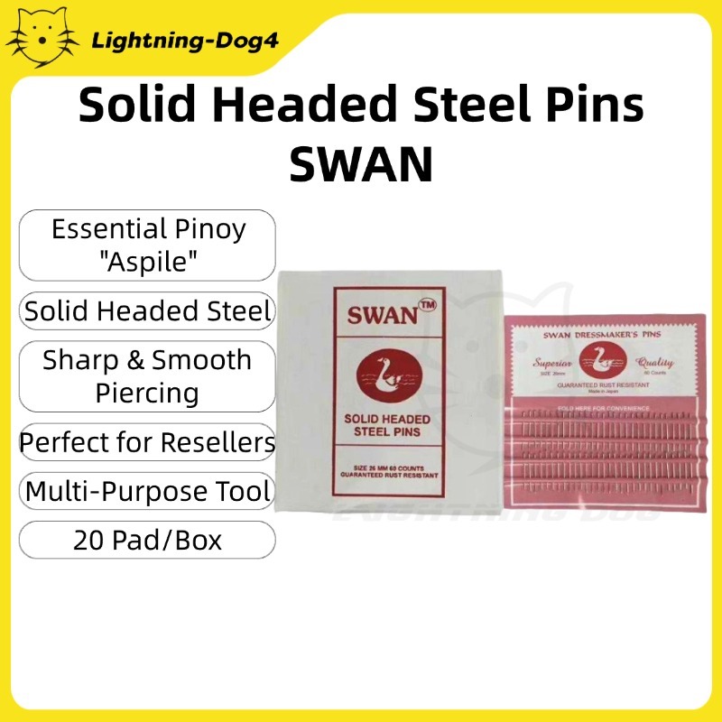 1box/20 Pads Solid Headed Steel Pins per Box | Swan Dressmaker's Pins ...