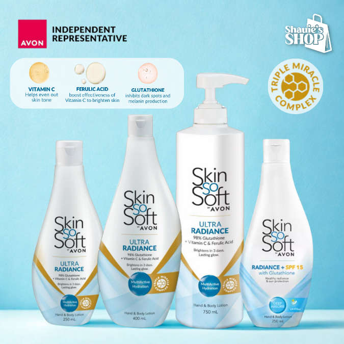 avon sss glutathione lotion price AVON Skin So Soft Ultra Radiance With 4x Glutathione Hand & Body Lotion  100ML-750ML