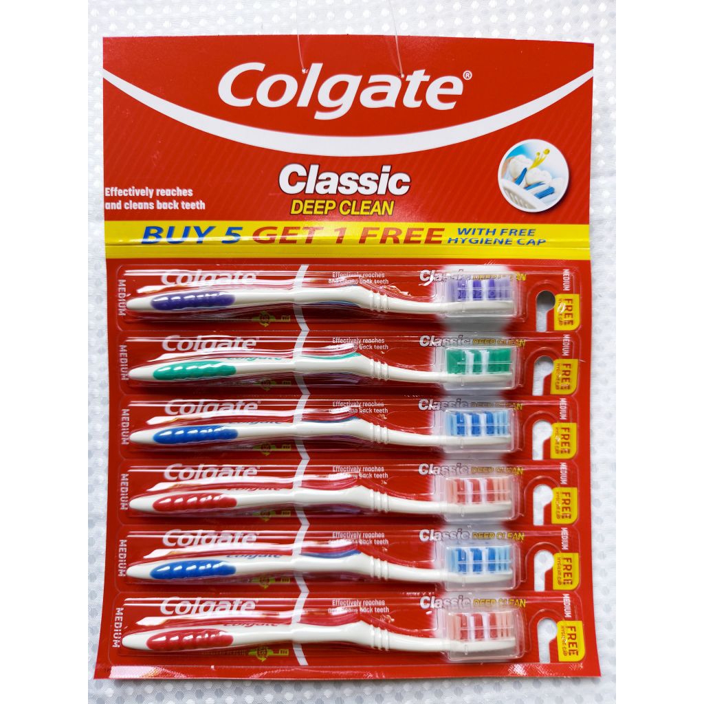 Colgate Classic Toothbrush 5+1 Hangmat With Free Hygene Cap | Shopee ...