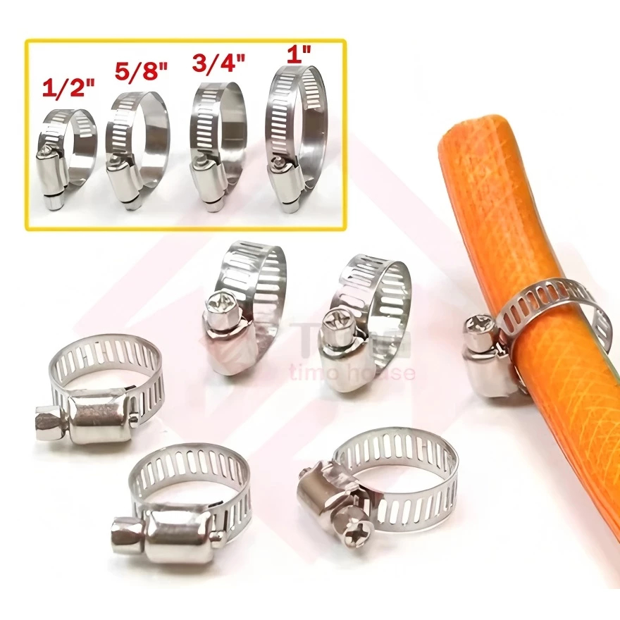 100pcs LPG /AIR HOSE CLAMP (ADJUSTABLE) kit Stainless Steel Line Pipe ...
