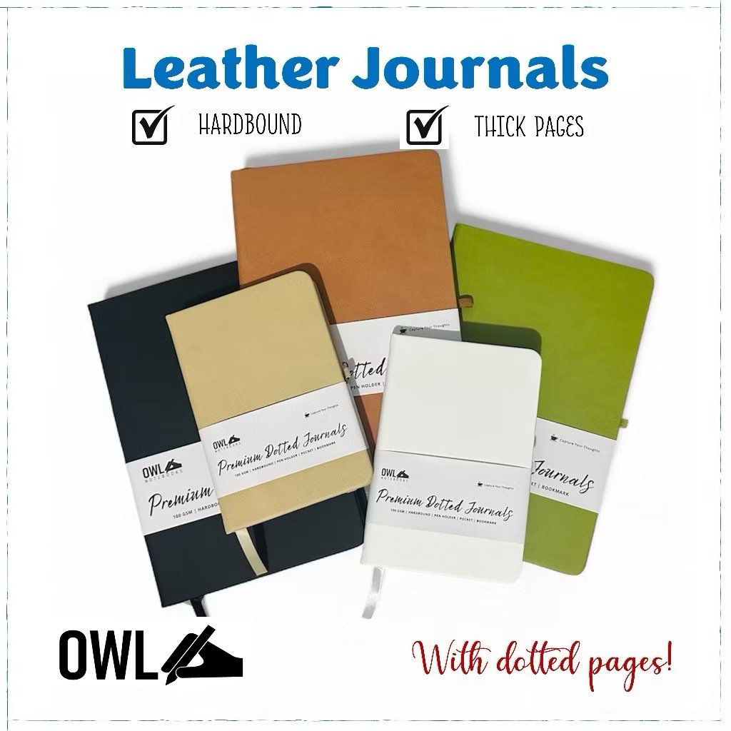 Hardbound Pu Leather Journal Lined Dotted Grid Blank Notebooks High ...