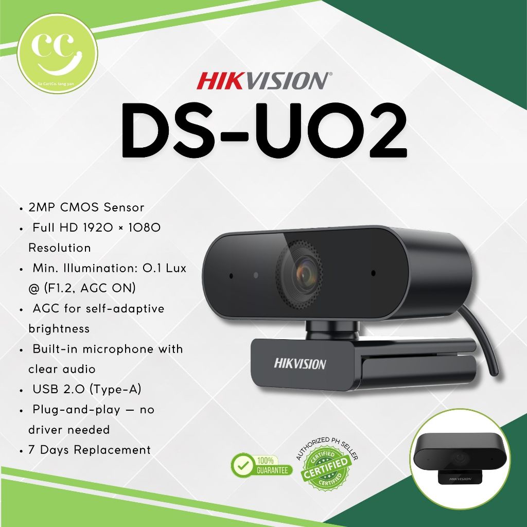 Hikvision Dsu02 2Mp Web Camera 7 Days Replacement | Shopee Philippines