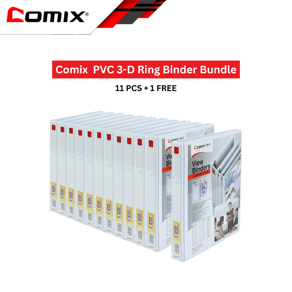 Comix PVC 3 D Ring View Binder A4 Promo Pack 11+1 FREE | Shopee Philippines