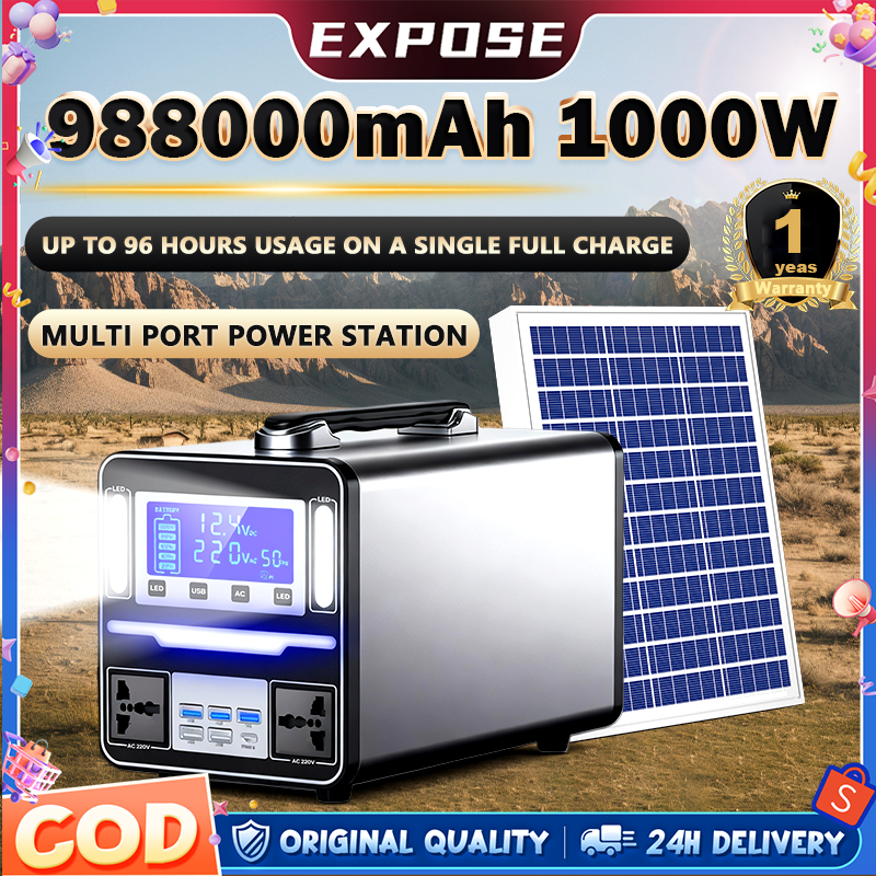 Power Station 1000W 988000Mah with Solar Panel With 220V AC Socket For ...