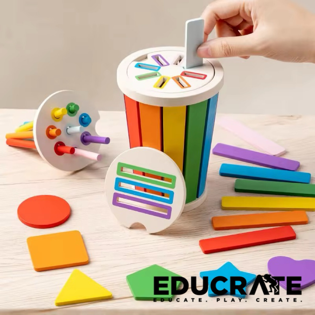 EducratePH Montessori Wooden Shape & Color Sorting Toy | Fine Motor ...