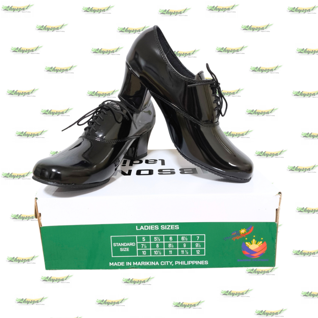 Gibson's Sn02 Ladies Black Wet Look Shoes 1/2 Shopee