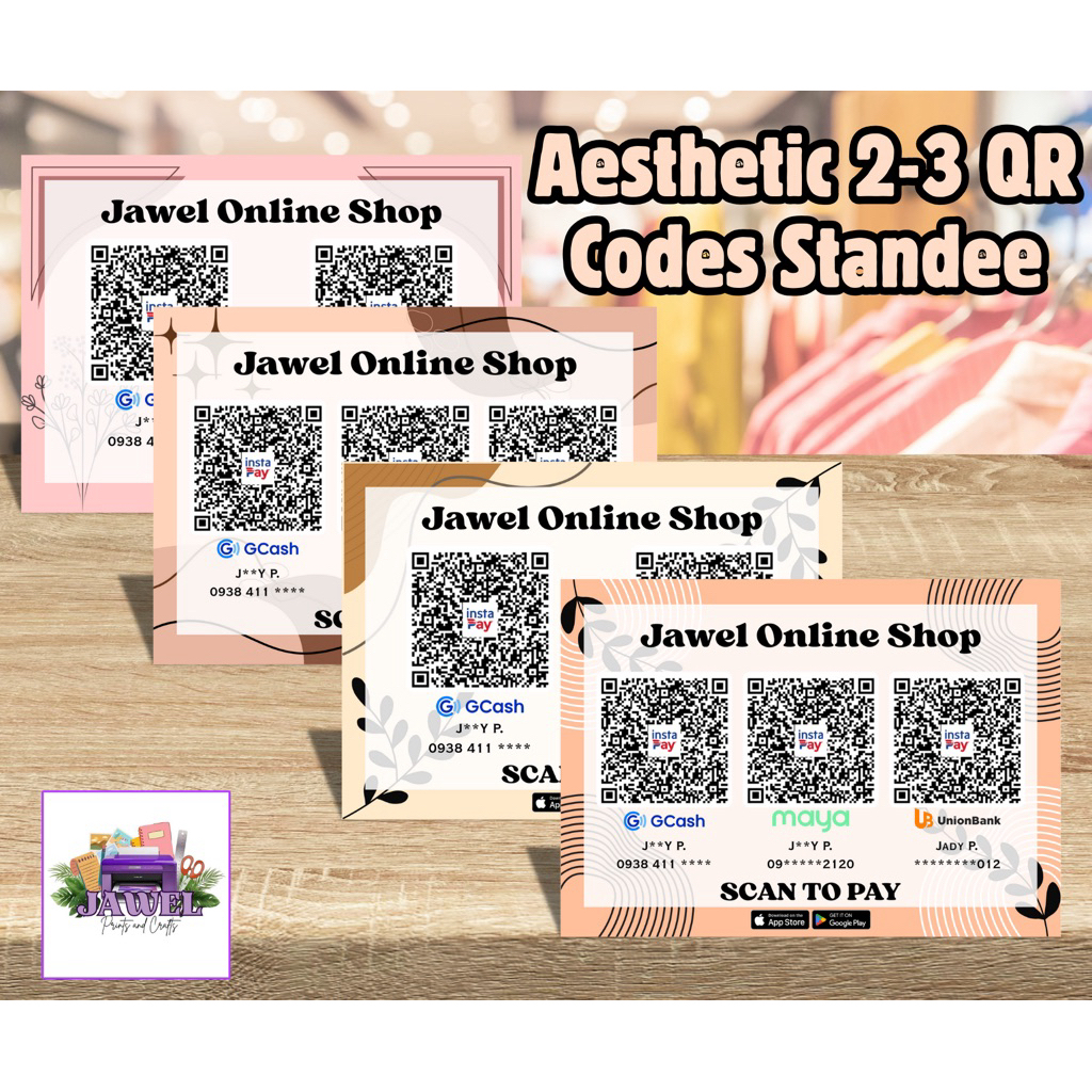 Customize Aesthetic 2-3 in 1 QR Code Standee (LANDSCAPE) | Shopee ...