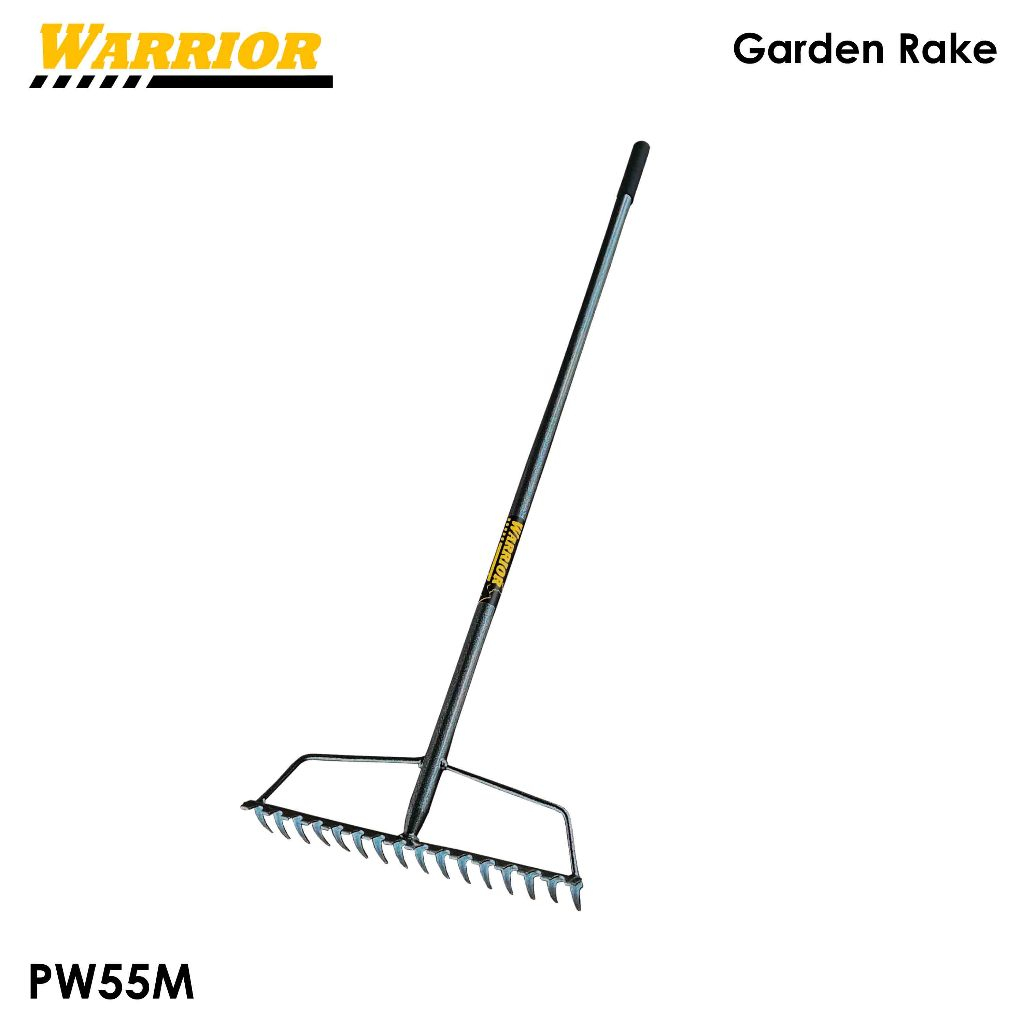 WARRIOR Garden RAKE (Kalaykay) 16 Tines for Gardening ALL-METAL 50-Inch ...