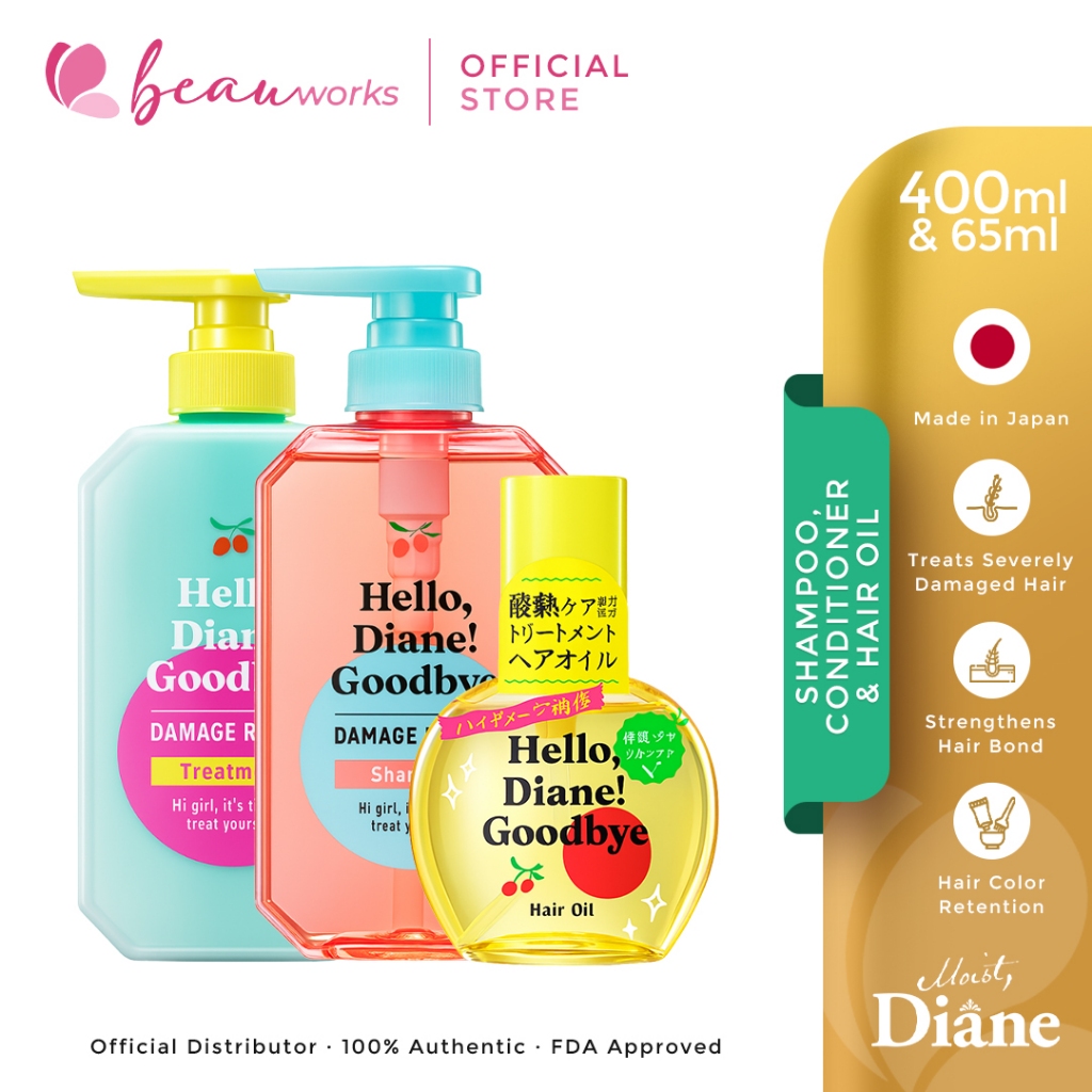 Hello, Diane! Goodbye Complete Set (Shampoo, Treatment & Hair Oil ...