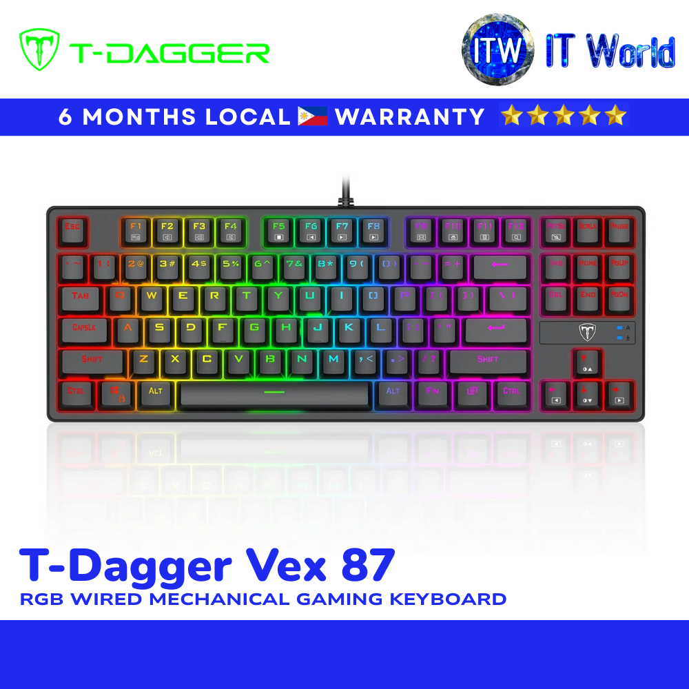 T-Dagger Vex 87 TKL RGB Wired Mechanical Gaming Keyboard (T-TGK332-BL ...