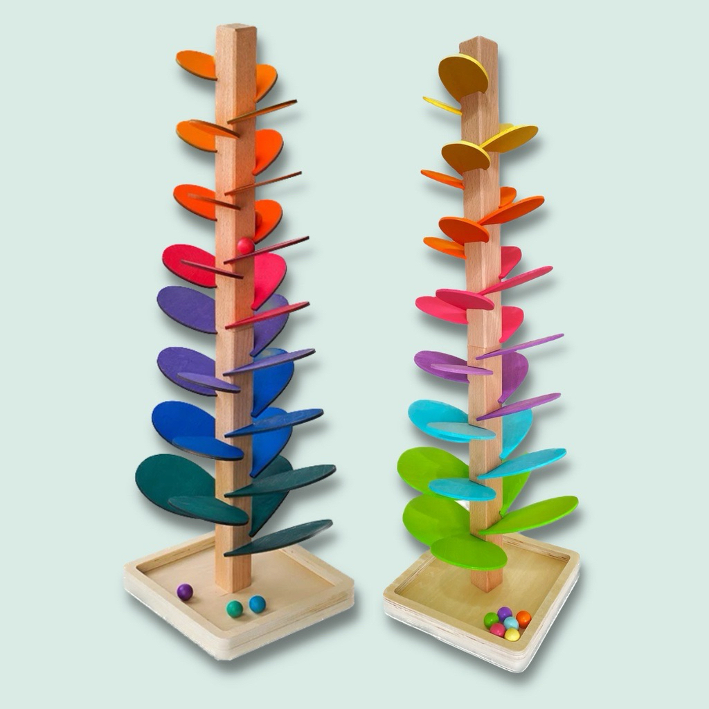 Large Wooden Rainbow Marble Tree Run Open-ended Toys | Shopee Philippines